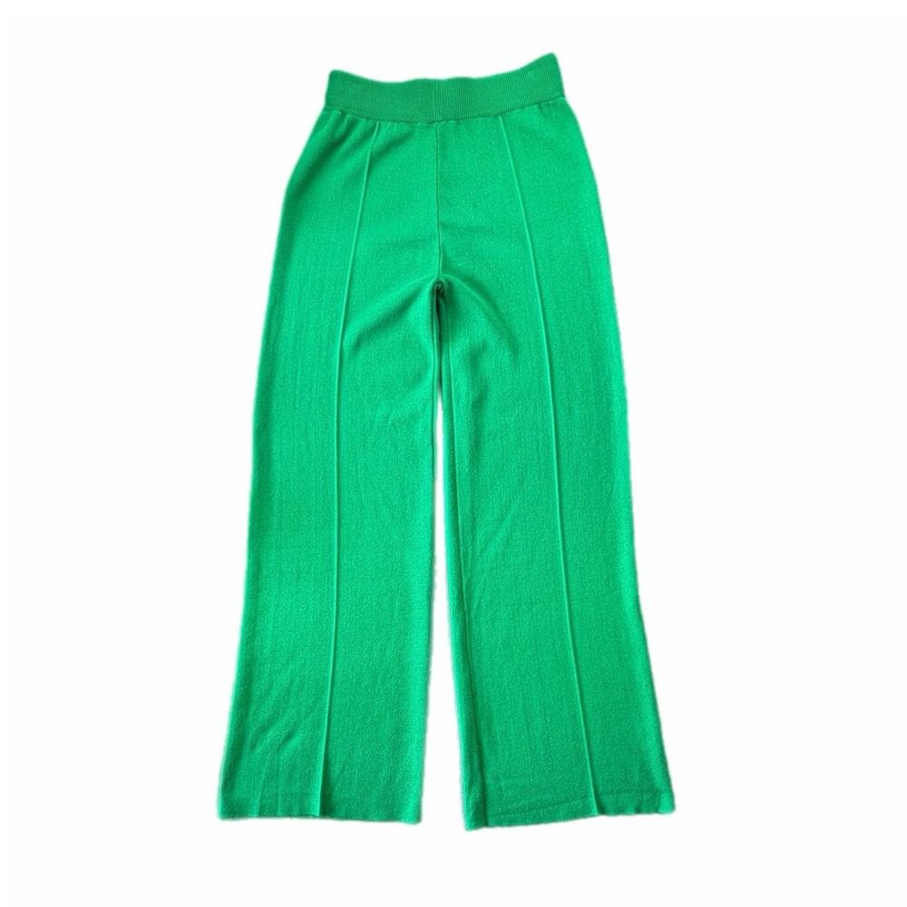 Rivir Green Knit Wide Flare Comfortable Casual Bright Vibrant Bold Soft Pants